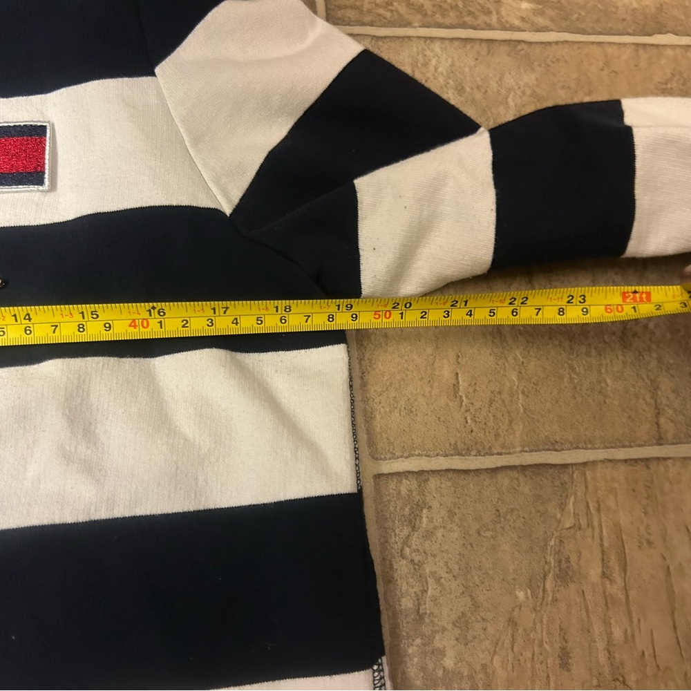 Tommy Hilfiger Striped Zip Up Sweatshirt XL Blue White Y2K Streetwear - Picture 13 of 15